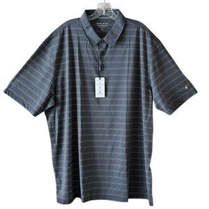 NEW Michel Rouen Men’s Gray Striped Performance Polo Shirt